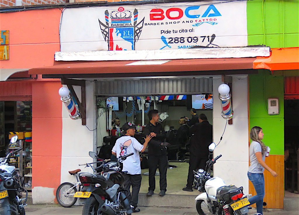 Small barbershop in Sabaneta where a mens's haircut costs 8,000 pesos
