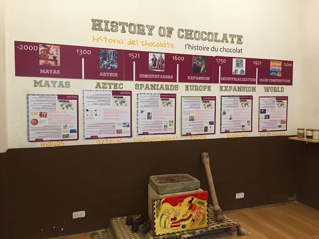 Inside the Cartagena’s Choco Museo you can learn about the history of chocolate and how cacao is processed