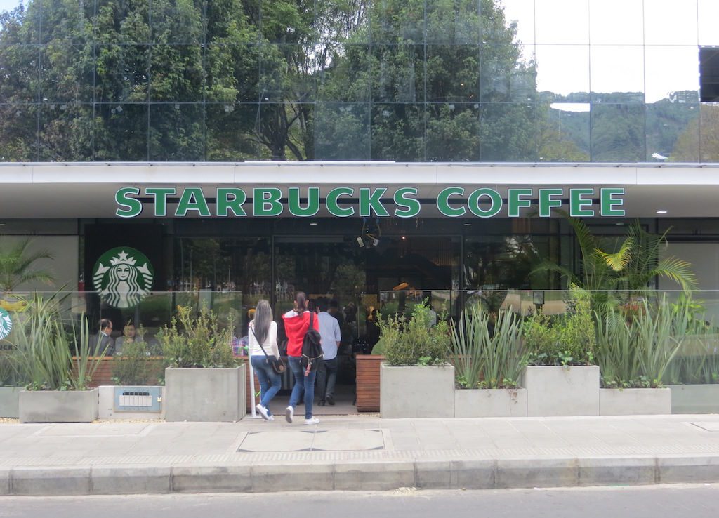 Starbucks first coffee shop in Bogotá - opened July 14, 2014 