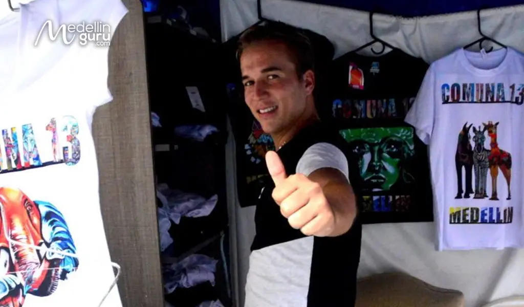 A graffiti art t-shirt from Comuna 13 Medellín is an excellent souvenir for children and adults alike, photo courtesy of Amanda O’Brien from The Boutique Adventurer