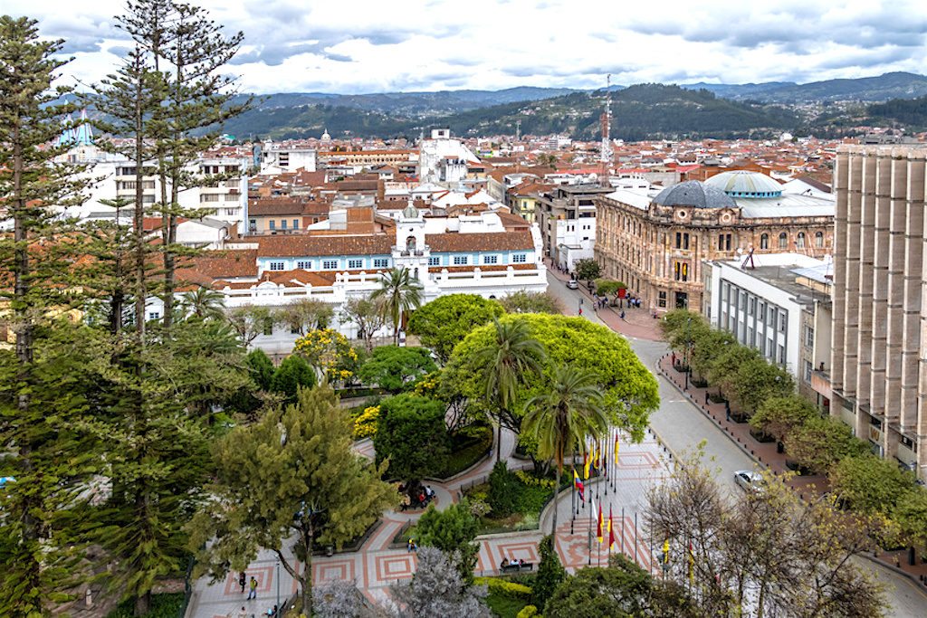 Aerial view of Cuenca and Park Calderon