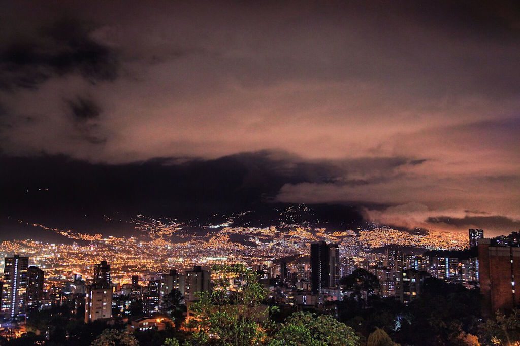 View of Medellín at night from El Tesoro mall, photo by Jenny Bojinova