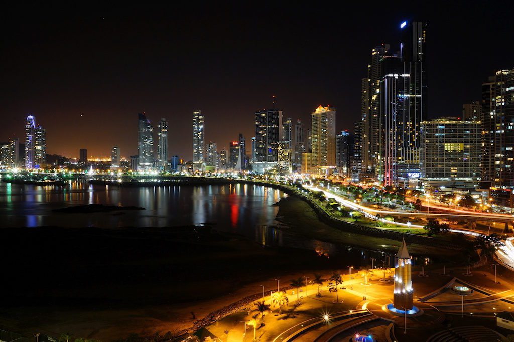 Night view of Panama City, Panama