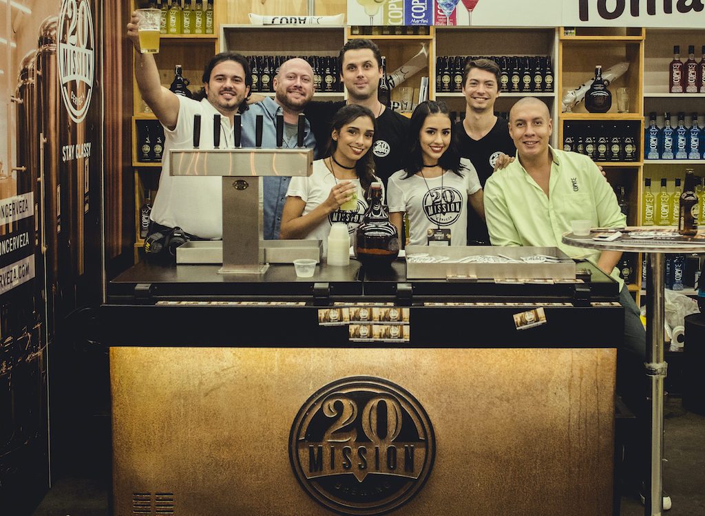 The team at 20Mission Cerveza pose for a group photo at a 2017 beer festival in Medellín