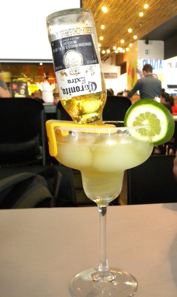Margarita with a Corona beer at Sports Wings