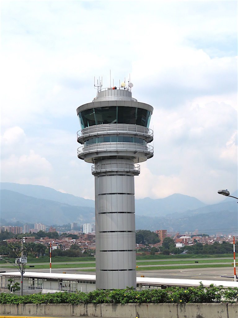Air traffic control tower at Olaya Herrera Airport