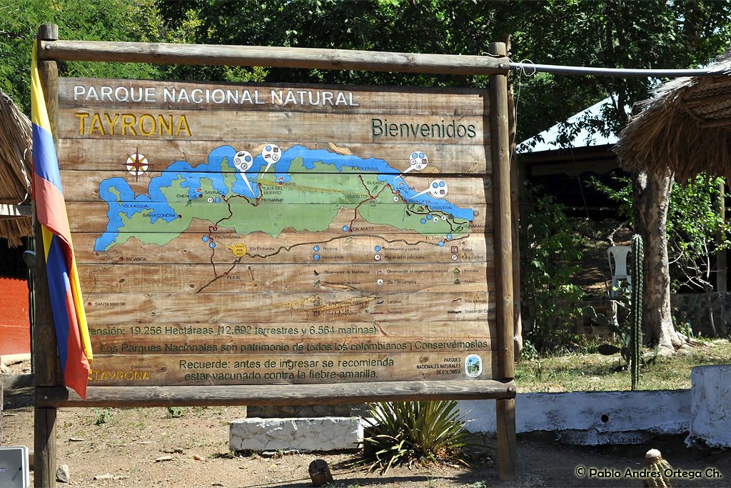 Sign at entrance to Parque Tayrona, photo by Pablo Andrés Ortega Chávez