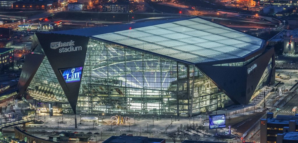 Super Bowl LII is between the Philadelphia Eagles and New England Patriots on Feb. 4 in Minneapolis, Minnesota, photo courtesy of U.S. Bank Stadium