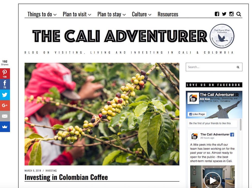 Cali Adventurer's website
