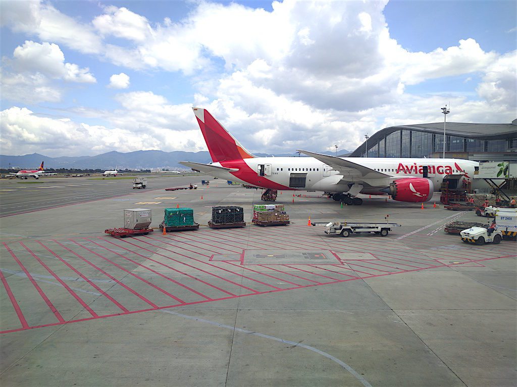 Avianca plane at El Dorado Bogotá Airport, photo by Reg Natarajan