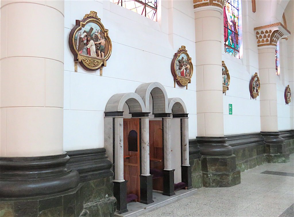 One of the confessionals in the church
