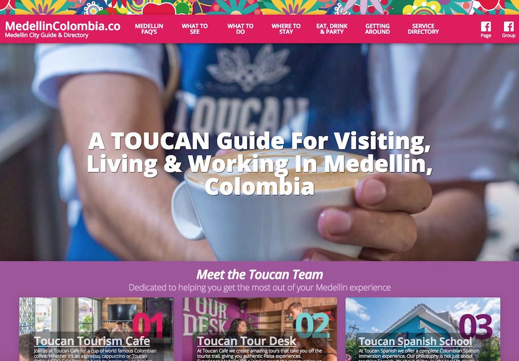 Toucan's MedellinColombia.co website - A Medellín City Guide