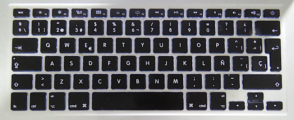 Spanish style keyboard on my Apple MacBook laptop