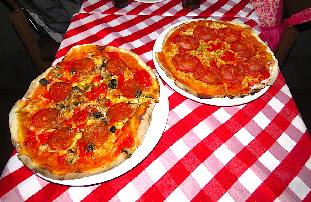 Two thin-crust pizzas at Pizzeria Centro - Medellin Guru