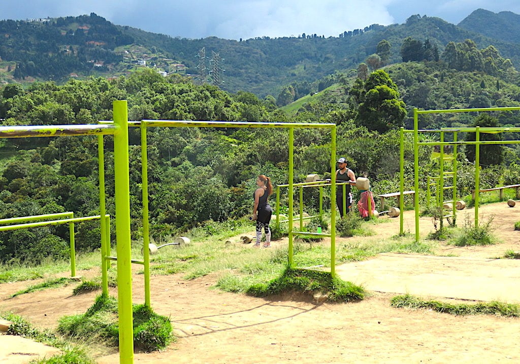 Outdoor gym at the top
