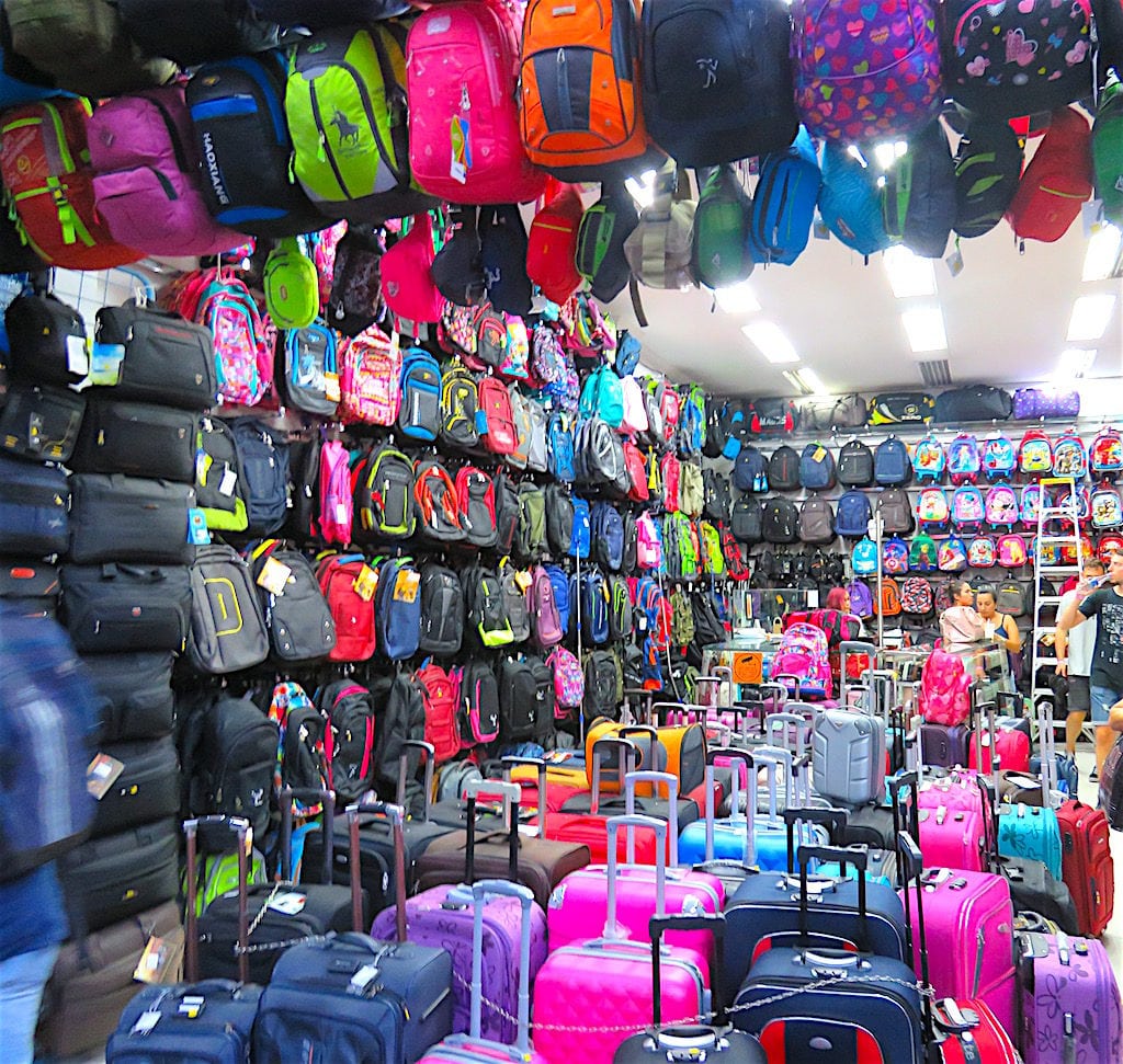 One of many stores selling suitcases and bags