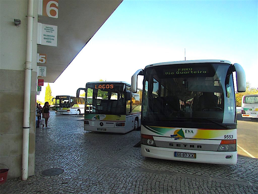 Buses at the Albufeira Bus Terminal in the Algarve, photo by Kolforn