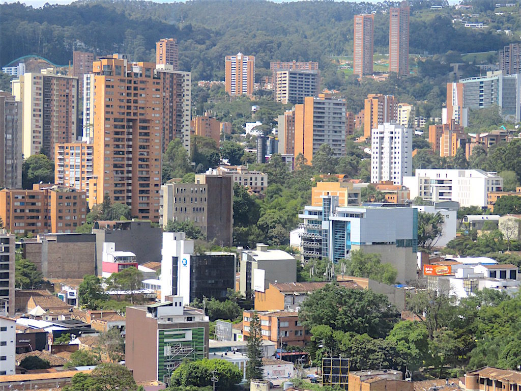 Apartment buildings up the hills in El Poblado in Medellín