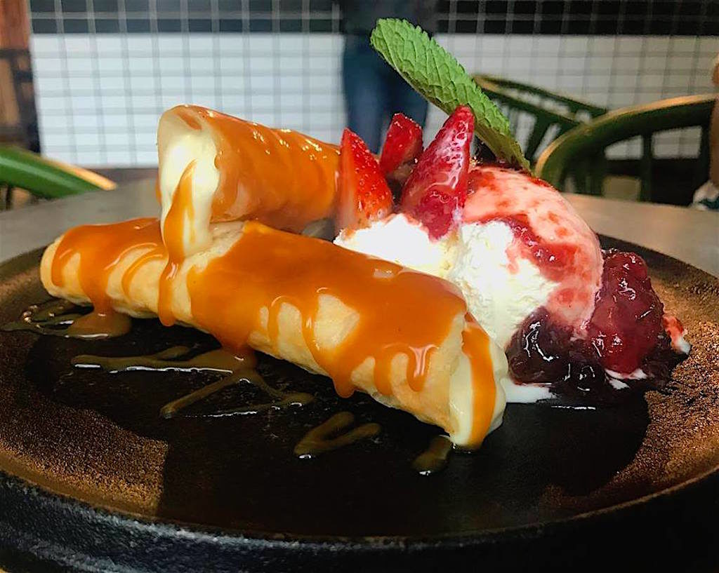 The cannelloni dessert - filled with cheesecake and covered in arequipe and caramel with ice cream - photo courtesy of Voraz Restaurante