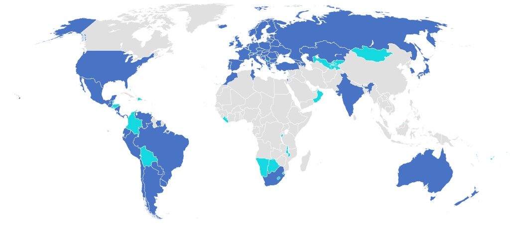 Countries that are party to the Apostille Convention, photo by Fallschirmajager