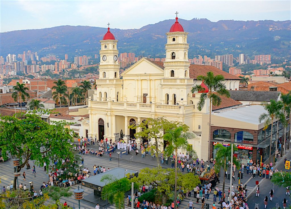 Iglesia de Santa Gertrudis and Parque Envigado in Envigado, photo courtesy of the Mayor's office of Envigado