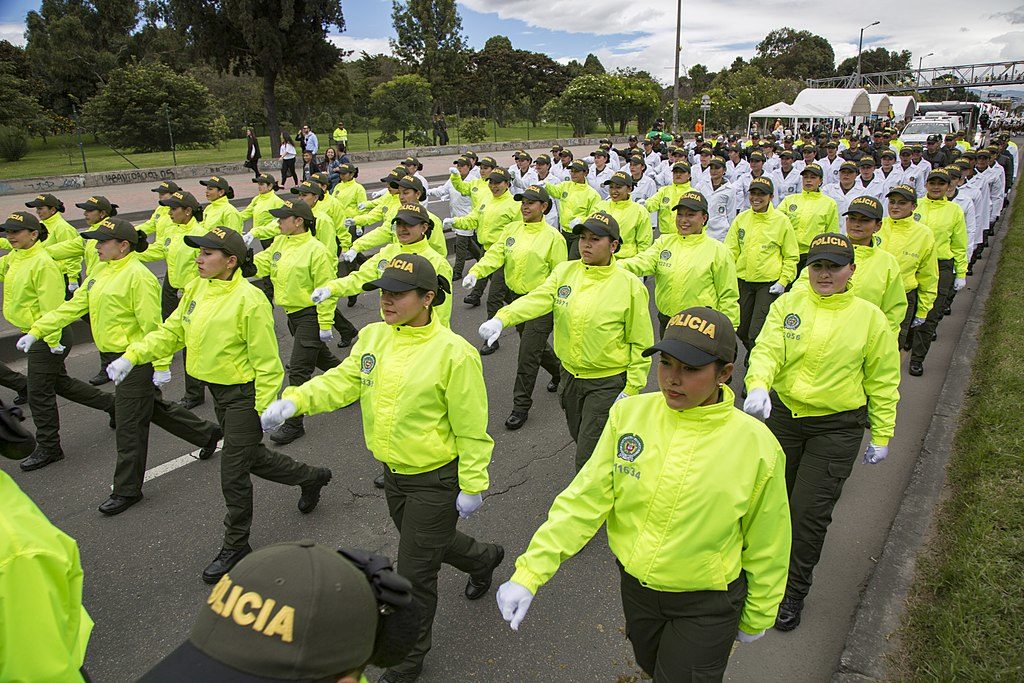 Police in Bogotá during Independence Day celebration, photo courtesy of National Police of Colombia