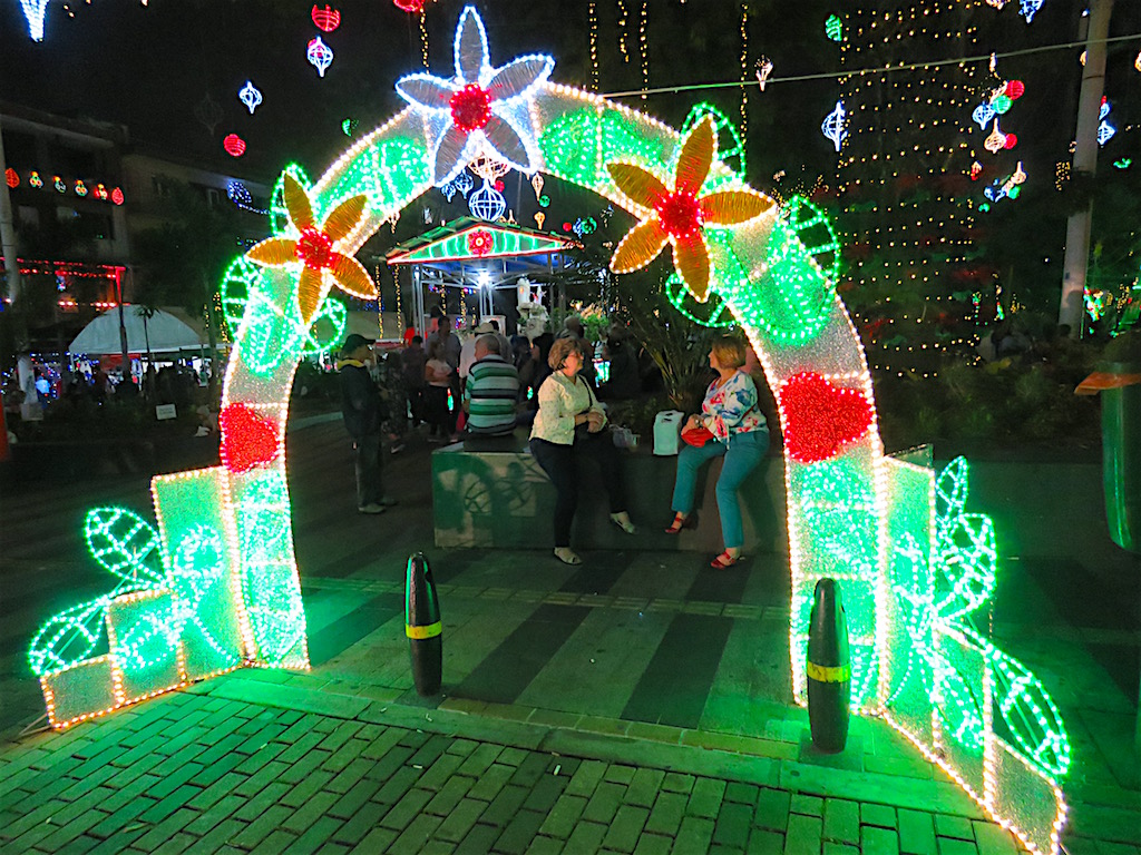 One of several Christmas lights displays at Parque Envigado for taking photos