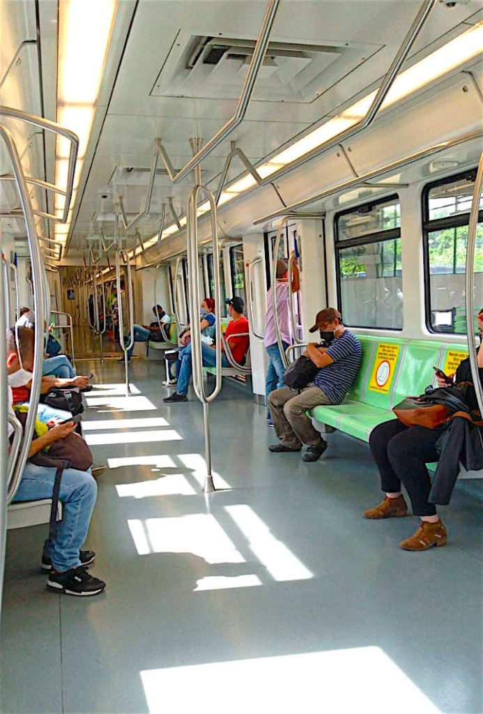 The Medellin metro operates with a maximum 35 percent occupancy on its trains, photo taken on April 29
