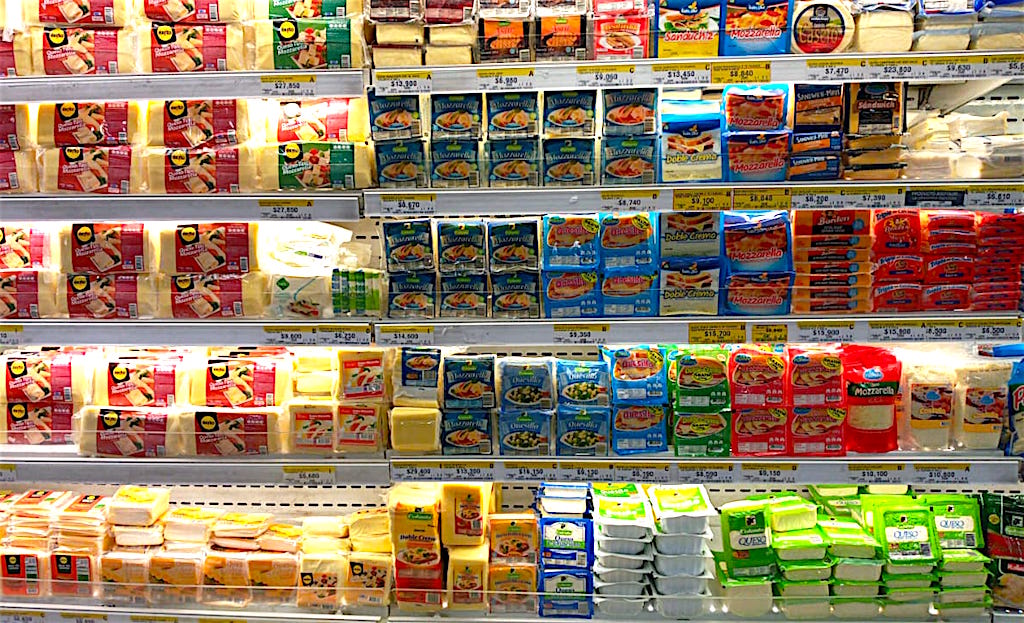 Small selection of cheeses at an Exito store