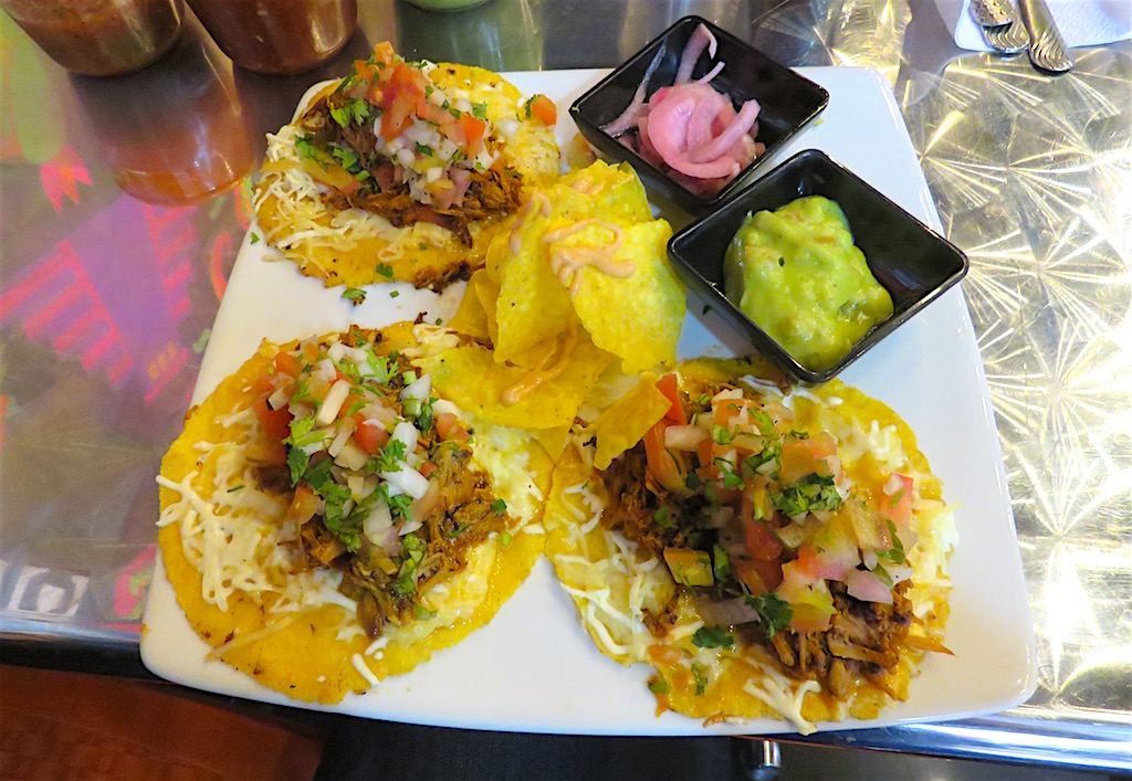 Taco dish with three pork tacos