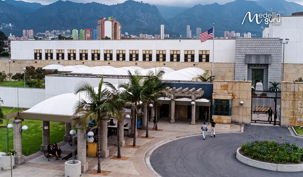 A view of the USA embassy in Colombia, located in Bogotá.