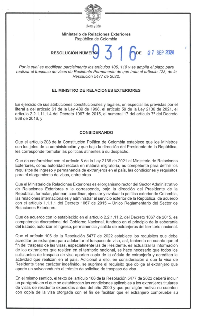 Resolución 9316 del 27 de septiembre de 2024