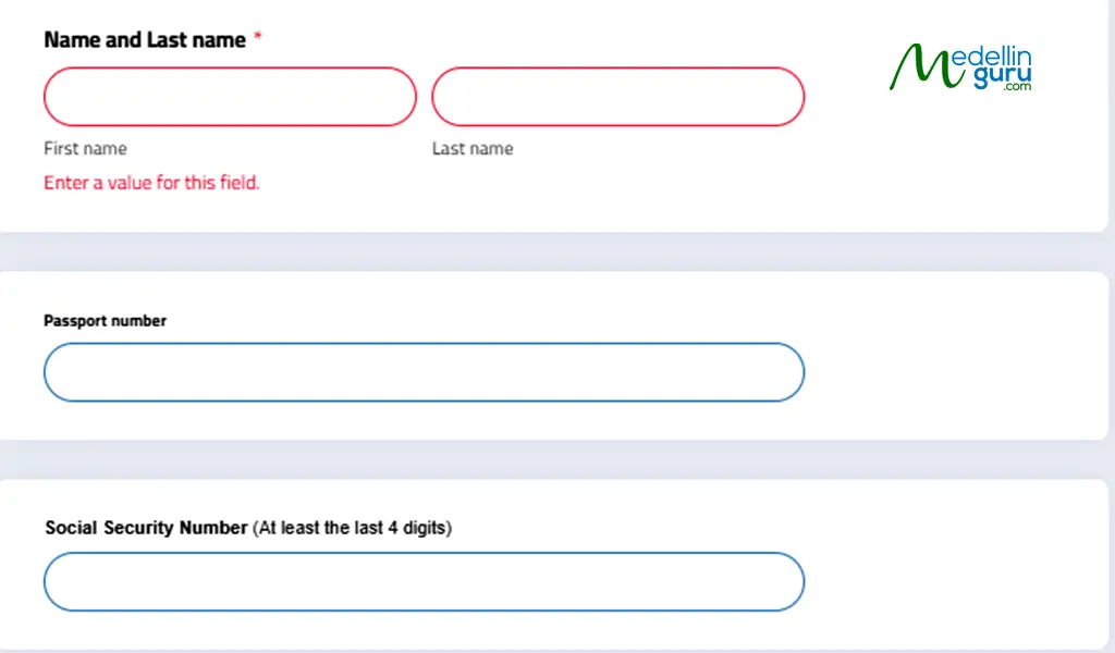 Complete the information field