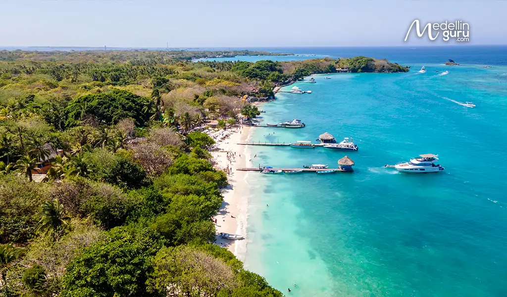 Stunning view of Colombia's tropical coastline with vibrant beaches and clear blue waters