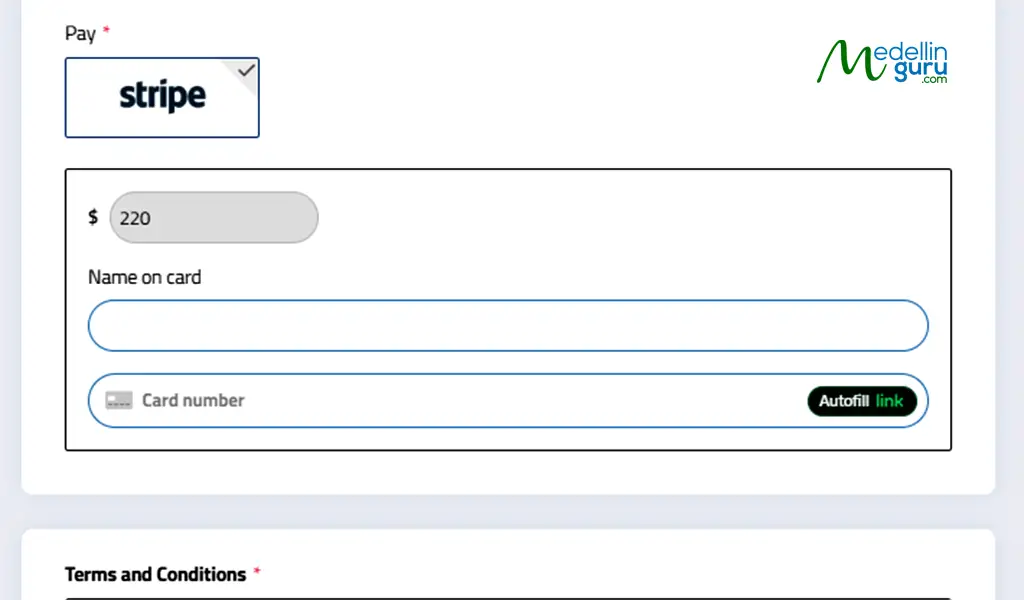 Pay and accept Terms and Conditions