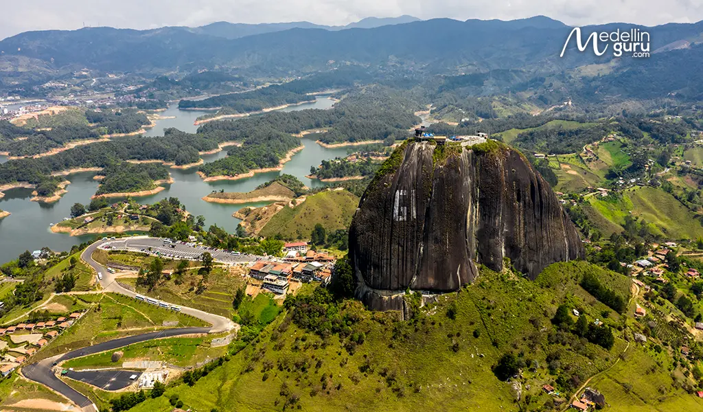 A panoramic view of the Guatapé region, a popular destination near Medellín.