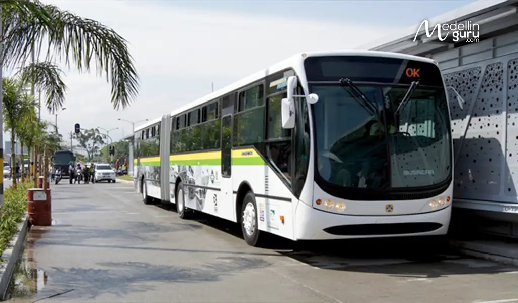 Metroplús bus in Medellin,serving public transport network