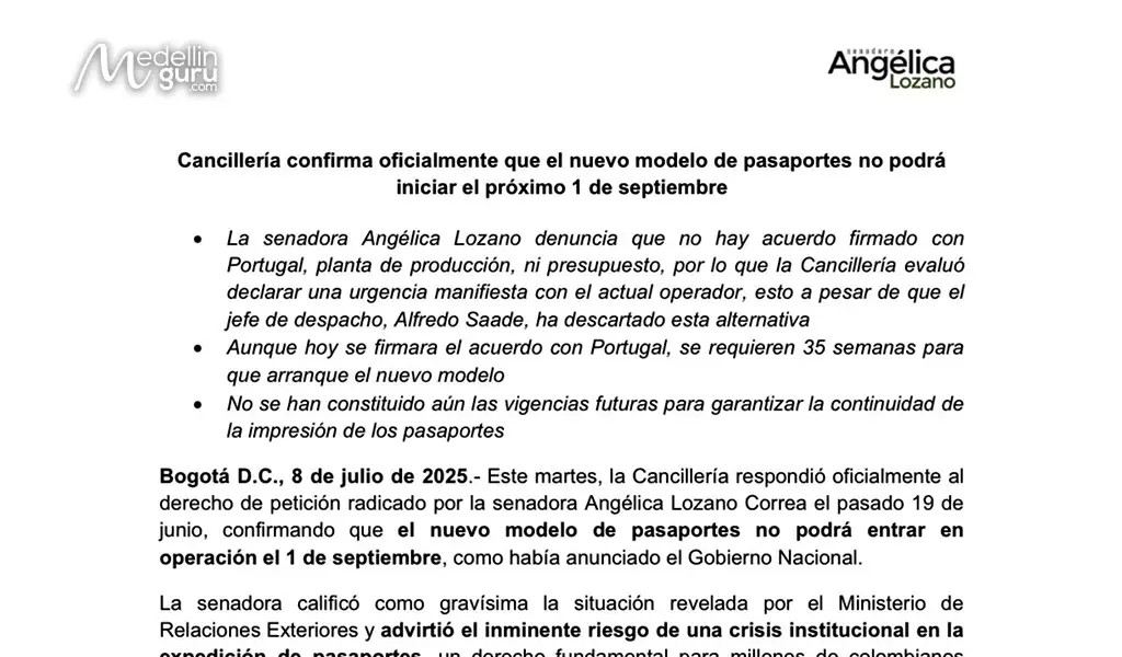 Official correspondence detailing adjustments-needed for the new passport booklet model