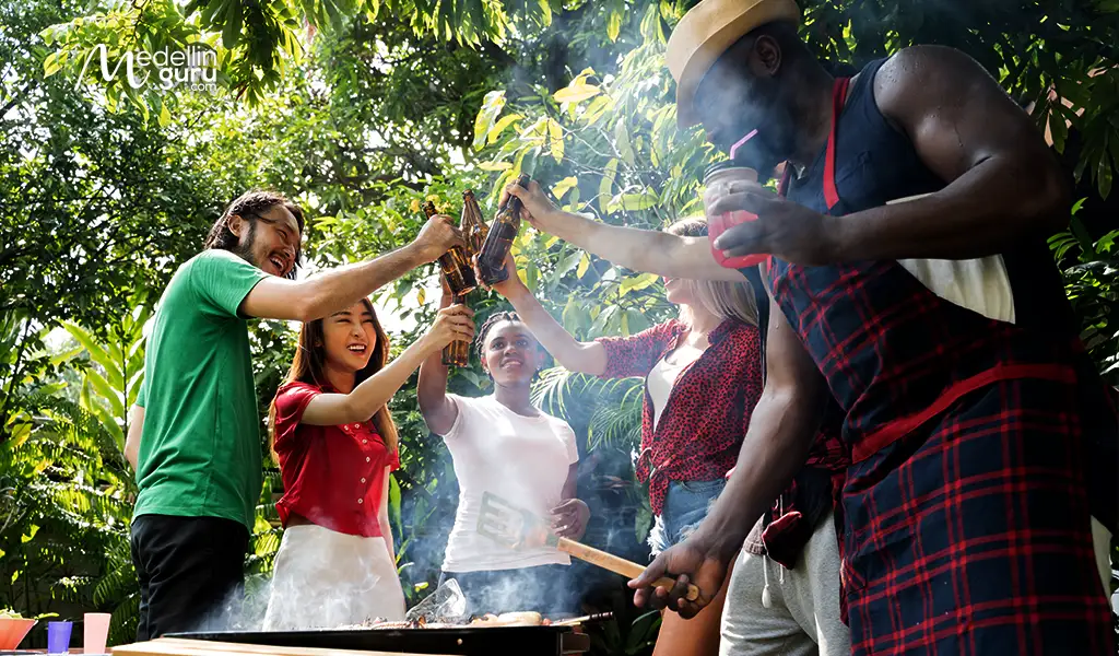 Expats enjoying a July 4th BBQ celebration with friends in Colombia