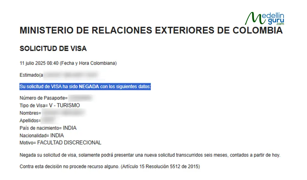 Denial Example for a Digital Nomad Visa Application