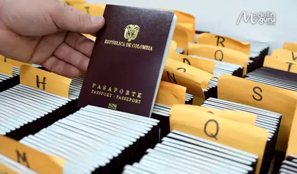 Piled passports indicating the backlog caused by the ongoing crisis.