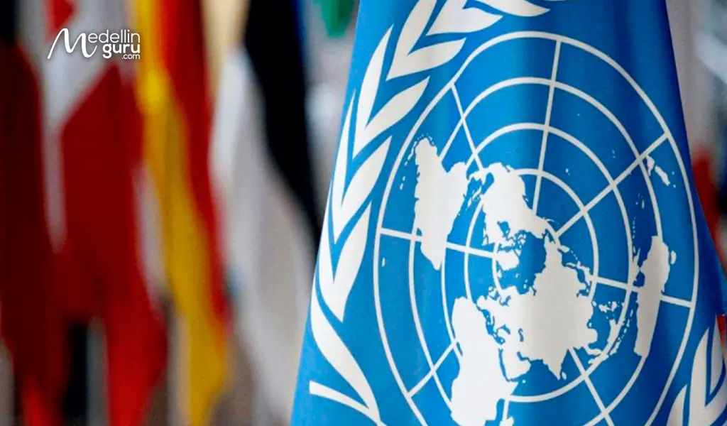 The United Nations flag symbolizing global diplomacy with the help of countries