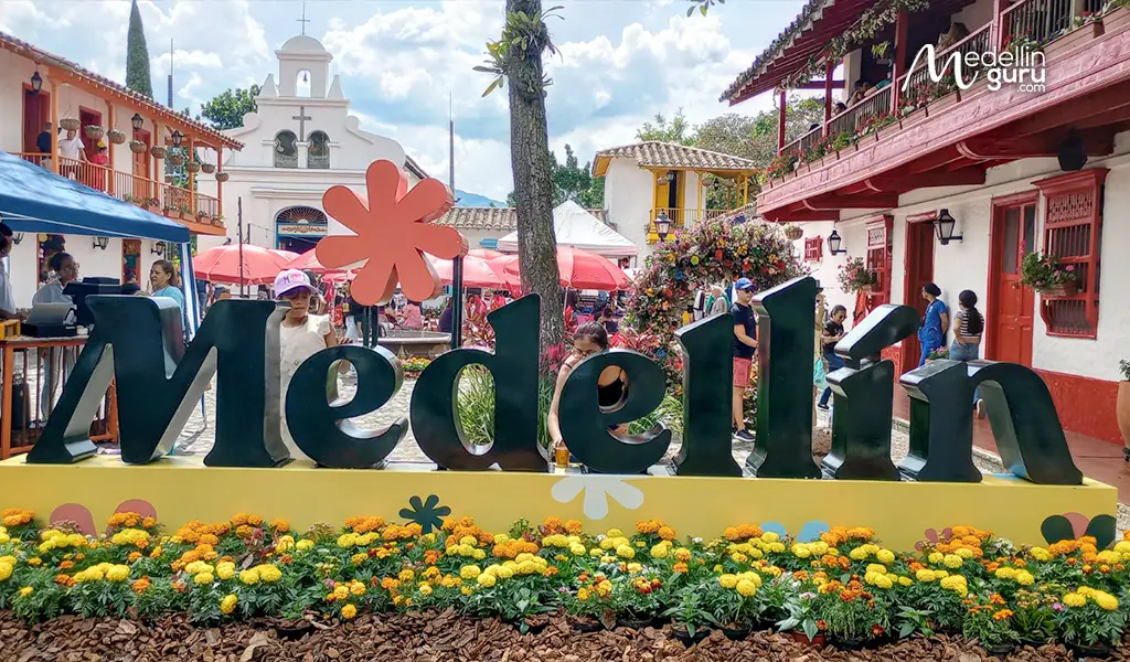 Beautifully decorated streets filled with flowers, welcoming visitors to the 68th edition of the Flower Festival in Medellin.