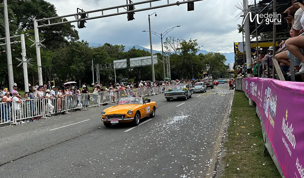 Classic cars lined up for the annual Classic Cars Parade