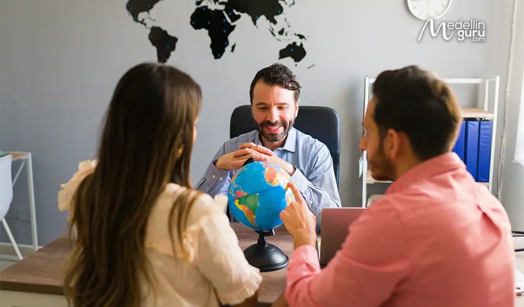 Prospective parents consulting an adoption agency