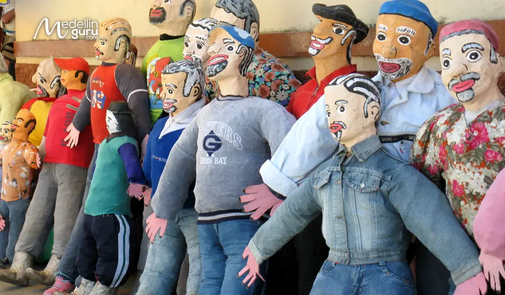 Dolls representing the Old Year on New Year's Eve in Medellin