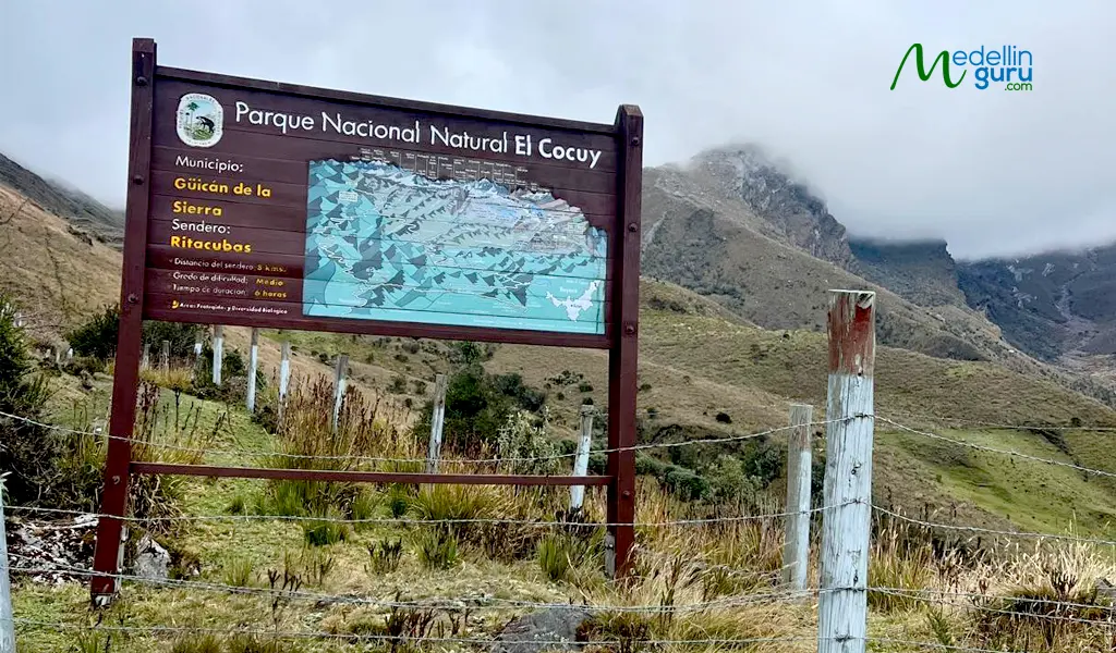 Entrance to the Ritacuba Blanco hiking route in Nevado del Cocuy National Park