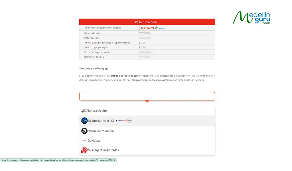Landing for a Colombian commerce website that uses PSE payments