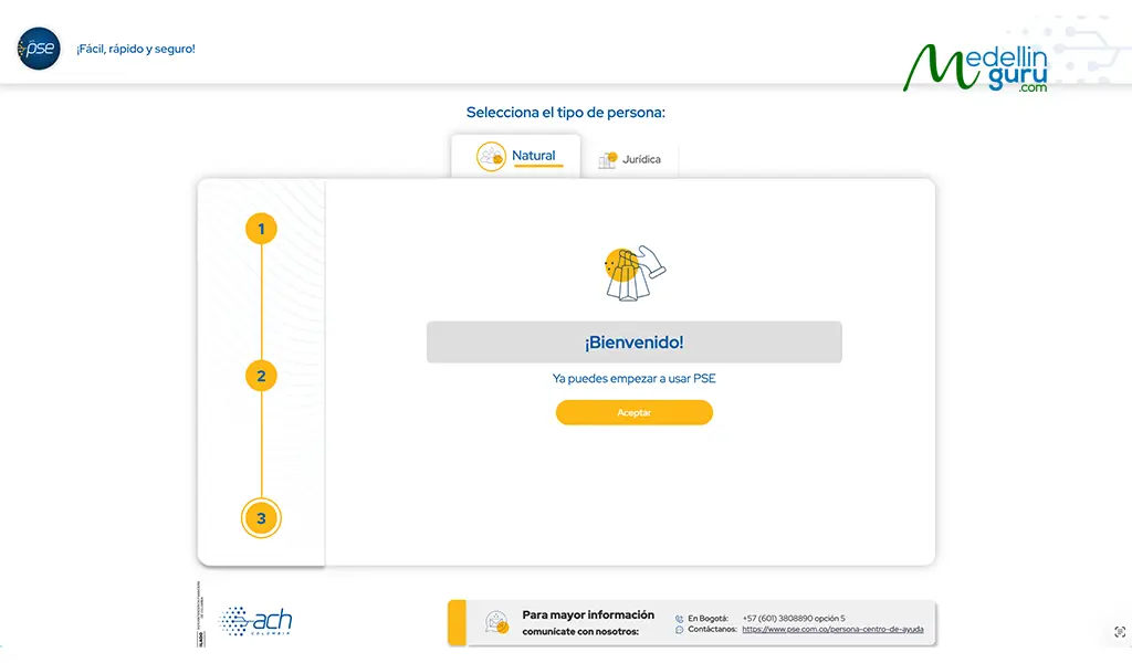 PSE Colombia successful application message