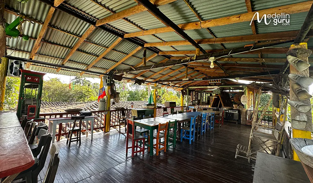 A large dining room that resembles the old dining rooms where estate workers used to sit and eat